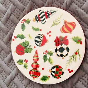 McKenzie child Holiday Plate with Ornaments and Holly,, new